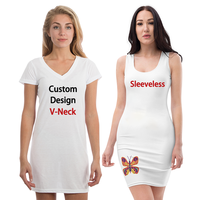 Hochwertige Sublimation Blank Damen Tägliches Kleid Sommer Polyester Pastellfarben V-Ausschnitt Kurzarm Damen T-Shirt Kleid