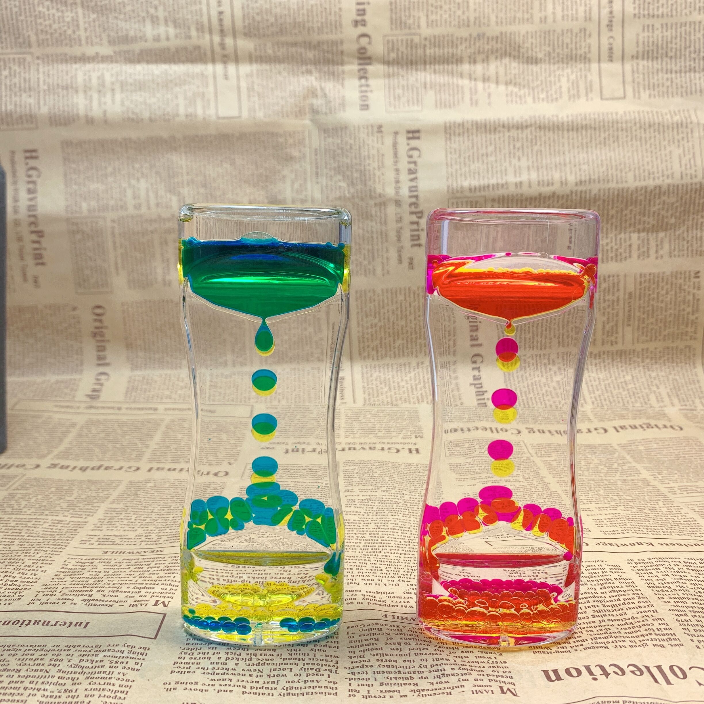 Двухцветные жидкие масляные акриловые песочные часы спокойные красочные игрушки для снятия стресса жидкие пузырьки для снятия напряжения