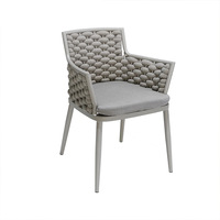 Ensemble table et chaises de jardin d'extérieur moderne style nordique, structure en alliage d'aluminium, tressage en corde tubulaire, résistant à l'eau et aux UV