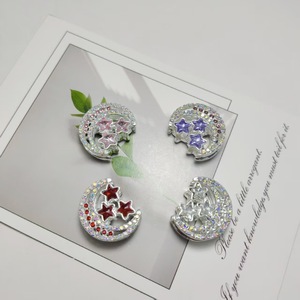 Pendientes de plata de ley con forma de luna y estrella, con diamantes de imitación, para accesorios de joyería DIY, pendientes de moda unisex - Product Image 1
