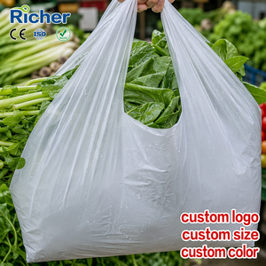 Multi Size PE T-Shirt Plastic <b>Bags</b> Clear White Various Vest Handle Bulk Container Load Supermarket Grocery Supply - Product Image 5