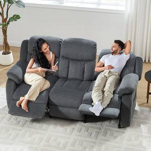 Sofá Eléctrico Reclinable de Tres Plazas Jocisland de 78 Pulgadas, Color Gris Oscuro |   Sillón Reclinable <span class=keywords><strong>160</strong></span> con Diseño de Doble Respaldo y Bolsillos Laterales de Almacenamiento, Tapizado en Felpa - Product Image 2