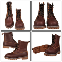 Bottes de sécurité montantes en cuir de vachette pour hommes avec embout composite renforcé de 8 pouces, à lacets, pour ouvriers du bâtiment