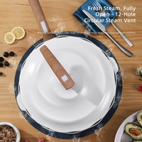 30cm Metall-Antihaft-Meeresfrüchtepfanne mit Dampfkorb und Wok mit Deckel im nordischen Design, hitzebeständig für alle Herdarten