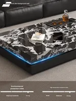 Nouveau italien minimaliste lumière luxe marbre carré Table basse cadre en bois réglable haut haut de gamme Design moderne personnalisable