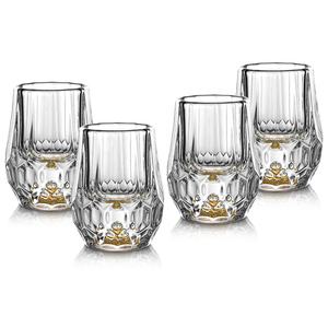 Verres à dégustation de whisky miniatures de 20 ml avec motif diamant en relief et base en or 24 carats - Product Image 1