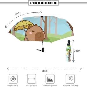 Capybara Full-Color Printed <b>Windproof</b> 3-Fold <b>Umbrella</b> OEM Photo Print Easy-Carry Pongee Rain <b>Umbrellas</b> Wholesale Sale - Product Image 5