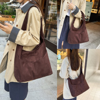 Sac à bandoulière vintage en daim mat pour femme, sac fourre-tout minimaliste multi-poches, grande capacité, sac à main de travail pour les trajets quotidiens, OEM