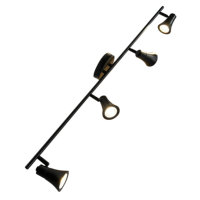 Pendentif à rail fixe à 4 lumières avec ampoules LED GU10 en fer pour restaurant, appartement, bureau, bar, décoration de salle.