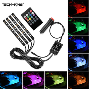 TECH-KING Decoración para Autos Eléctricos, Luces LED Interiores Impermeables de 8 Colores, Tira de Luz RGB 5050, Luces de Ambiente, Lámpara para el Reposapiés - Product Image 4