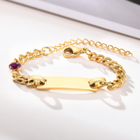 Bracelet pour enfants en acier inoxydable populaire avec douze pierres de naissance en zircon, bracelet personnalisé plaqué or 18 carats de haute qualité