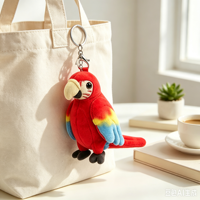 Peluche personnalisée : Adorable perroquet en peluche, mini porte-clés, pendentif animal en peluche, breloque de sac avec logo personnalisé pour la décoration de sac à dos