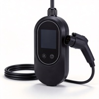 Nouveau chargeur EV portable de 3,5 kW, type 2, corps ovale noir mat avec écran couleur de 2,4 pouces, unité de charge domestique 16A
