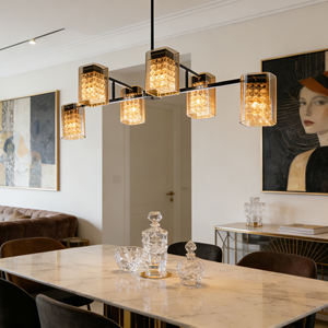 Lustre linéaire carré de style simple E26 pour salle à manger, cuisine, bar - Product Image 4