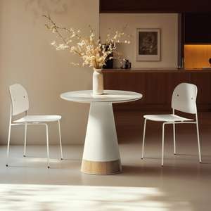 <span class=keywords><strong>Tavolo</strong></span> da Pranzo Moderno <span class=keywords><strong>Rotondo</strong></span> Bianco in Legno con Piano in MDF da <span class=keywords><strong>80</strong></span> cm per Ristorante e Caffetteria, Produzione all'Ingrosso - Product Image 1