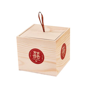 Caja cuadrada de madera de pino con tapa, caja de almacenamiento de dulces de madera maciza para embalaje de regalos de boda - Product Image 5
