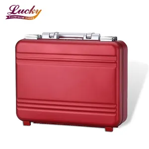 Personalizar rojo maletín de Metal de aluminio agregado caso para el caso de los hombres 14 pulgadas portátil bolso