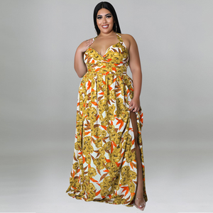 Halter v Neck Side Split <strong>Plus</strong> <strong>Size</strong> Maxi Women's <strong>Dresses</strong> 4xl 5xl 6xl 7xl <strong>Plus</strong> <strong>Size</strong> Floral <strong>Summer</strong> Casual <strong>Dresses</strong> - Product Image 4