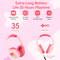 Eson Casque d'écoute sans fil pour enfants Casque supra-auriculaire confortable et durable pour enfants Motif hibou sans fil avec indicateur de batterie LED