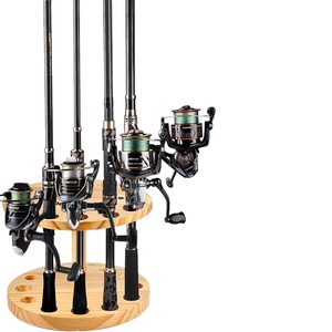 Support de cannes à pêche en bois Plusinno, capacité de 12 cannes, rotatif, sur pied, pour une utilisation en intérieur et en extérieur - Product Image 5