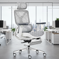 Chaise de bureau moderne entièrement en maille, ergonomique et luxueuse, avec accoudoirs réglables, soutien lombaire et design pliable pour usage en atelier