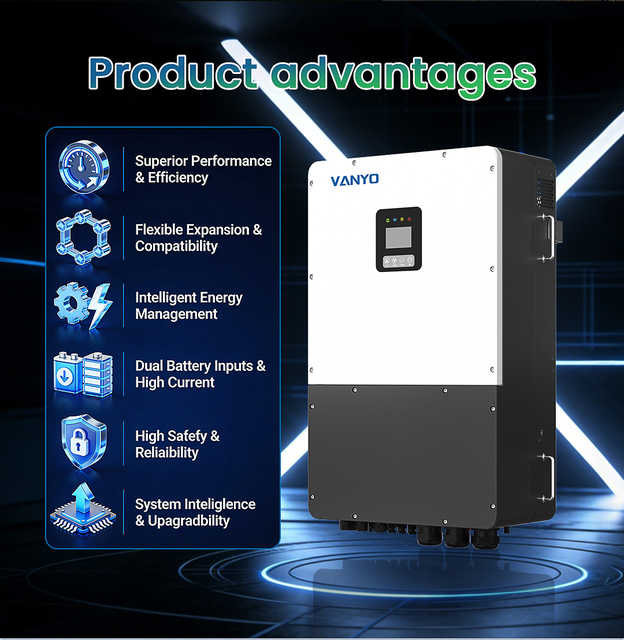 50kw 60 kw High Frequency Three Phase Hybrid Solar Storage Inverter 380v/400V On/Off Grid 4MPPT IP66 98.5% Efficiency