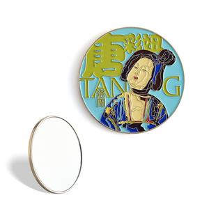 Chinese Design Travel Souvenir Gift Soft Enamel Custom Logo Single Side Metal Pocket <b>Mirror</b> - Product Image 1
