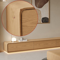 Meuble TV en bois massif du sol au plafond bois naturel style crème moderne et minimaliste salon meuble TV table basse