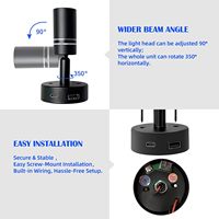 Lampu Baca RV Hitam Buatan Pabrik Cina, Pengisi Daya USB-C, Mode Lampu Malam Putih Hangat/Biru yang Dapat Diredupkan, Perlengkapan Karavan/Kemping