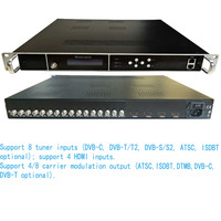 Nouveau 4HDMI + 8 FTA DVB-S2 DVB-C DVB-T2 ISDBT ATSC vers modulateur de sortie RF modulateur DVB T2