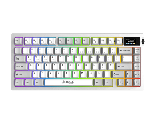 JEDEL Tri-mode Mechanical RGB Gaming Keyboard with 2.4Ghz Wireless USB-C Interface Hot-Swap Programmable Keys Anti-Ghosting