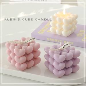 AHMH-velas perfumadas en forma de corazón de <span class=keywords><strong>Rubik</strong></span> 3d, velas perfumadas hechas a mano, para cumpleaños, bodas - Product Image 2