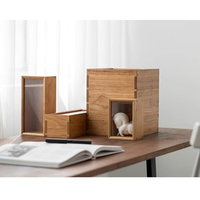 Boîte de rangement rectangulaire en noyer noir avec couvercle coulissant transparent, anti-poussière, artisanale, organisateur moderne pour thé, figurines, bureau