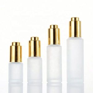 Wholesale 30ml 50ml Frosted Round Shape Cosmetics <b>Dropper</b> Glass <b>Bottle</b> with Silver Cap for Skincare - Product Image 2