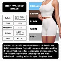 SUHE Short de yoga et de fitness pour femme, taille XL, avec logo personnalisé, en jersey côtelé modal, extensible, doux, longueur genou, uni, confortable pour la détente