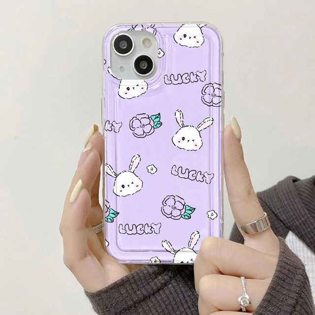 Luck Rabbit Custom Design Print Air Cushion Edge Transparent TPU Phone Cover Case for Iphone 7 8 X Xr Xs Max 11 12 13 14 15 16