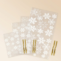 Sacs à biscuits et bonbons de Noël à effet froissé, refermables avec attaches torsadées, sacs en plastique transparents pour la pâtisserie des flocons de neige croustillants