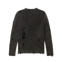 AiNear Vente en gros, conception de logo personnalisé, OEM & ODM, pull en maille côtelée noir à manches longues et col rond pour homme, 100% coton