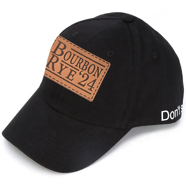 Grosir pakaian kustom merek 3D desain timbul tag kulit asli besi Pada Patch topi Logo untuk pakaian dan tas