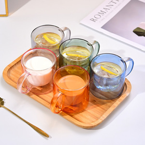 Tùy chỉnh đôi tường cách điện cốc cà phê thủy tinh màu chén trà 200ml thủy tinh borosilicate <span class=keywords><strong>Mug</strong></span> với xử lý - Product Image 3