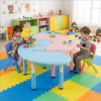 Table d'activités pliable multifonctionnelle Vsuch pour tout-petits, table de dessin et d'apprentissage en plastique PP en forme de demi-lune pour enfants, pour une utilisation à la maison