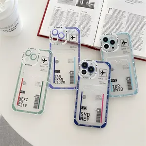 Funda de teléfono con billete de avión de países para iPhone XS Max 11 12 13 pro Max, para iPhone 14 y 15 funda personalizable de EE. UU.