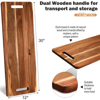 Planches rectangulaires à charcuterie en bois d'acacia Plateau de service en bois naturel avec poignée