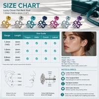 Anting Fashion HGC G23 Titanium Bunga Bulat Zirkon Bening untuk Wanita, Perhiasan Tindik Tubuh Helix Daith Tragus Labret