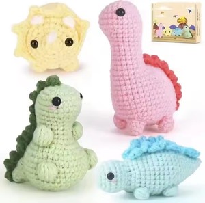 Accessoires de crochet, kit de crochet, jouets animaux dinosaures, kits d'artisanat de crochet DIY, tricot à la main avec tutoriel vidéo en anglais - Product Image 1
