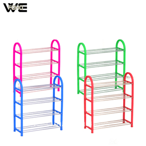 Étagère à chaussures moderne à 5 niveaux en plastique PP et tube en fer pliable, organisateur de chaussures élégant pour la maison, le salon, les meubles - Product Image 4