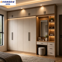 Armoire coulissante en métal à 2 portes avec coiffeuse intégrée, design moderne, fonction extensible, garantie 5 ans - Solution d'armoire personnalisée