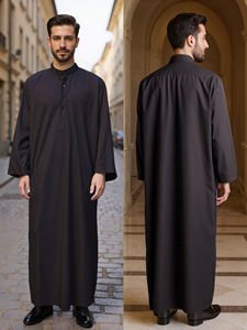 ثوب عربي إسلامي غير رسمي قابل للتنفس من البوليستر بأكمام طويلة للرجال قطر الكويت تصميم عربي إسلامي - Product Image 3