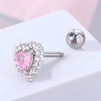 Boucles d'Oreilles de Cartilage en Acier Inoxydable Chirurgical 316L, Clous Cœur en Oxyde de Zirconium, Bijoux de Piercing Hélix Avant