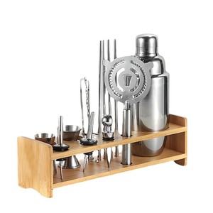 Wooden Cocktail <b>Tool</b> Storage <b>Rack</b> Rectangular Barware Organizer Bamboo Stand Type Multifunctional - Product Image 3